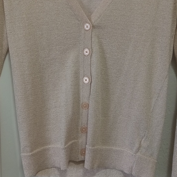 🍀NWOT Merona Blush Pink Button-Up Cardigan with Gold Glittery Detail - Picture 3 of 5